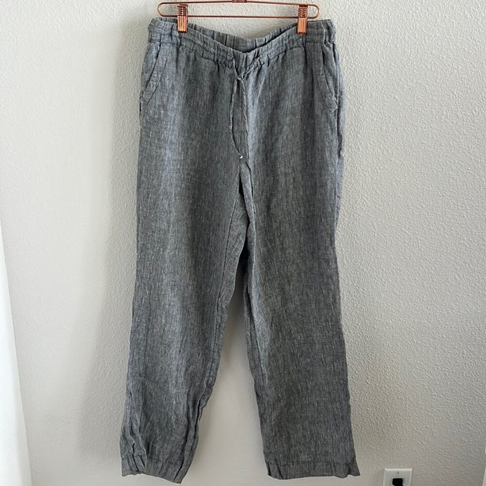 Charter Club 100% Linen Grey Pull On Elastic Waist Pants Straight Leg Small - Picture 1 of 6